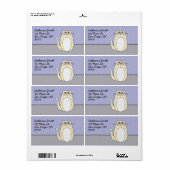 'Yellow Folk Art Cat' Etiket (Full Sheet)