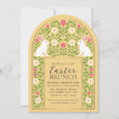 Yellow Folk Art Easter Brunch Arch Invitation Kaart (Voorkant)