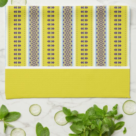 Yellow Folk Art Theedoek (Gevouwen)