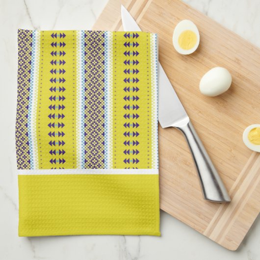 Yellow Folk Art Theedoek (Quarter Fold)