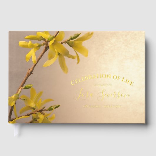 Yellow Forsythia Celebration of Life Memorial Gastenboek (Voorkant)