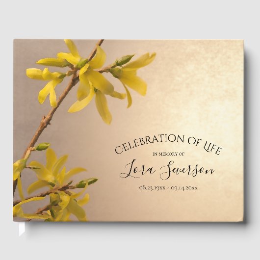 Yellow Forsythia Celebration of Life Memorial Gastenboek (Voorkant)