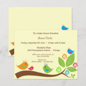 Yellow Four Birdies Baby shower Invitation Kaart (Voorkant / Achterkant)