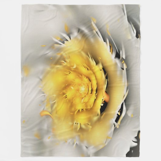 Yellow Fractal Abstracte ventilator Fleece Deken (Voorkant)