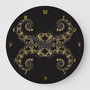 Yellow Fractal Curls Wall klok