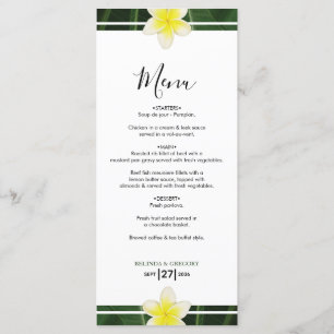 Yellow Frangipani Plumeria Menu