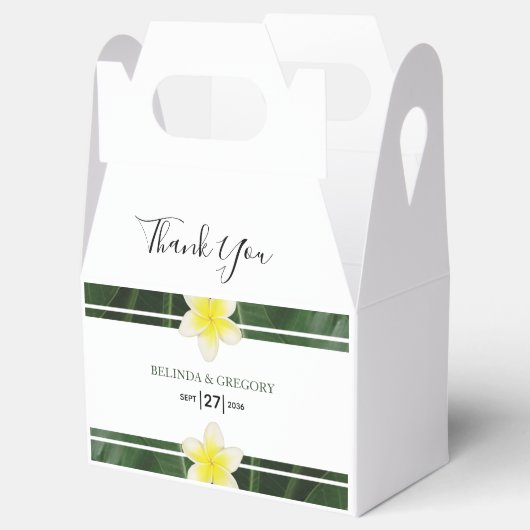 Yellow Frangipani Plumeria Wedding Bedankdoosjes (Geopend)