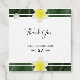 Yellow Frangipani Plumeria Wedding Gift Bedankjes Labels