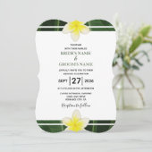 Yellow Frangipani Plumeria Wedding Invitations Kaart (Staand voorkant)