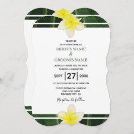 Yellow Frangipani Plumeria Wedding Invitations Kaart