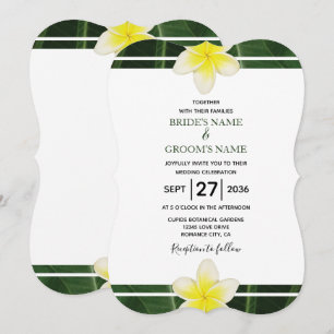 Yellow Frangipani Plumeria Wedding Invitations Kaart