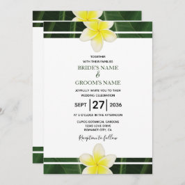 Yellow Frangipani Plumeria Wedding Invitations Kaart