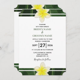 Yellow Frangipani Plumeria Wedding Invitations Kaart
