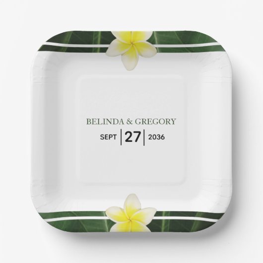 Yellow Frangipani Plumeria Wedding Papieren Bordje (Voorkant)