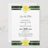 Yellow Frangipani Plumeria Wedding Save the Date (Voorkant)