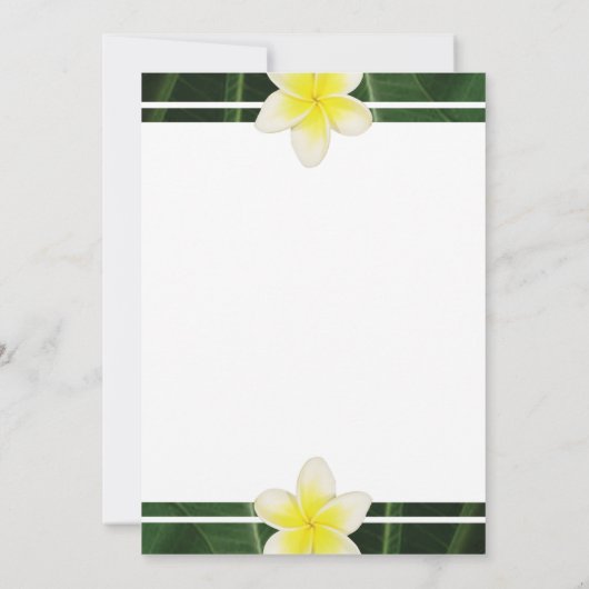 Yellow Frangipani Plumeria Wedding Save the Date (Achterkant)