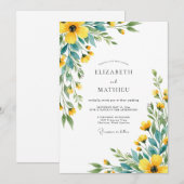 Yellow Fresh Wildflower Wedding Kaart (Voorkant / Achterkant)