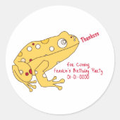Yellow Frog Cartoon Ronde Sticker (Voorkant)