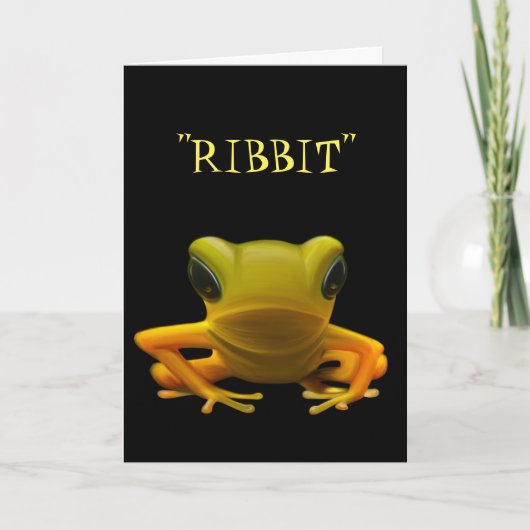 Yellow Frog Ribbit Verjaardag Kaart (Voorkant)