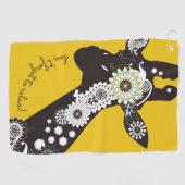 Yellow Funky Cool Paisley Giraffe Inspirerend Golfhanddoek (Horizontaal)