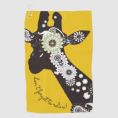 Yellow Funky Cool Paisley Giraffe Inspirerend Golfhanddoek (Voorkant)