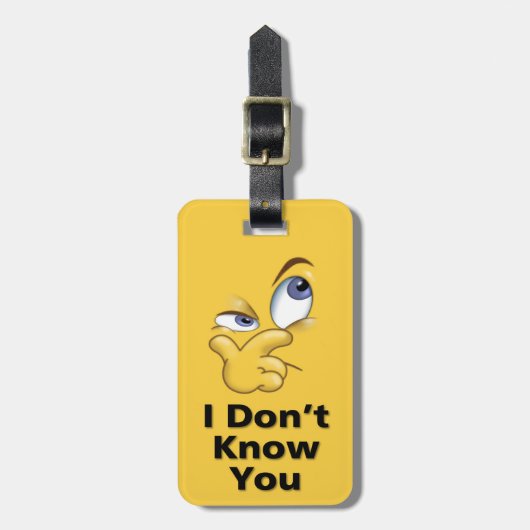 Yellow Funny Cartoon Face Bagagelabel (Voorkant verticaal)