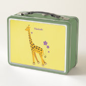 Yellow Funny Cartoon Giraffe Skating Girl Name (Achterkant)