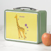 Yellow Funny Cartoon Giraffe Skating Girl Name (In situ)