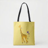 Yellow Funny Roller Skating Giraffe Tote Bag (Voorkant)