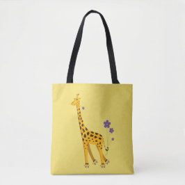 Yellow Funny Roller Skating Giraffe Tote Bag