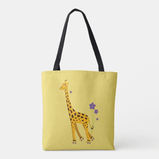 Yellow Funny Roller Skating Giraffe Tote Bag (Achterkant)