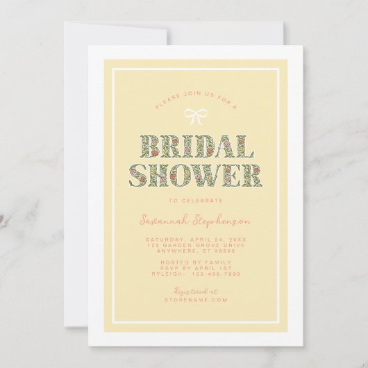 Yellow Garden Party Bruids Douche Uitnodiging (Voorkant)