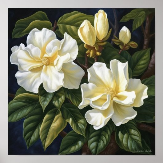 Yellow Gardenia Flowers Art Print Poster (Voorkant)