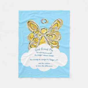 Yellow Gaurdian Angel God Grant me Chemo Blanket Fleece Deken