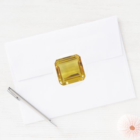 Yellow Gemstone Ronde Sticker (Envelop)