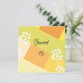 Yellow geometric background with floral graphic kaart (Staand voorkant)