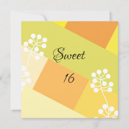 Yellow geometric background with floral graphic kaart