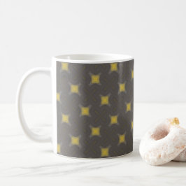 Yellow geometric motifs on grey coffee mug koffiemok