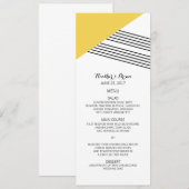 Yellow Geometric Stripe Wedding Menu (Voorkant / Achterkant)