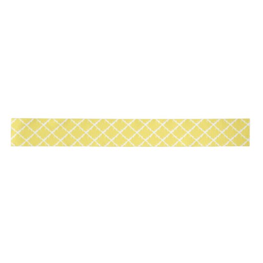 Yellow Geometrical Shape Check Pattern Satijnen Lint (Voorkant)