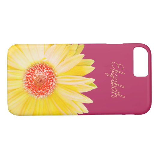 Yellow Gerber Daisy Foto op Roze Case-Mate iPhone Case (Achterkant (Horizontaal))