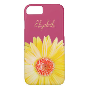 Yellow Gerber Daisy Foto op Roze iPhone 8/7 Hoesje