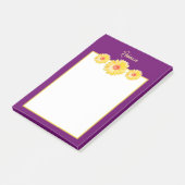 Yellow Gerbera Daisies op Paarse gepersonaliseerde Post-it® Notes (Schuin)