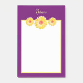 Yellow Gerbera Daisies op Paarse gepersonaliseerde Post-it® Notes (Voorkant)
