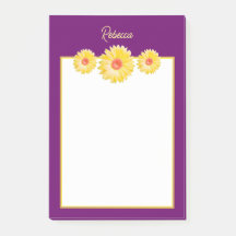 Yellow Gerbera Daisies op Paarse gepersonaliseerde