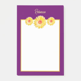 Yellow Gerbera Daisies op Paarse gepersonaliseerde Post-it® Notes