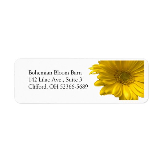 Yellow Gerbera Daisy Address Label (Voorkant)