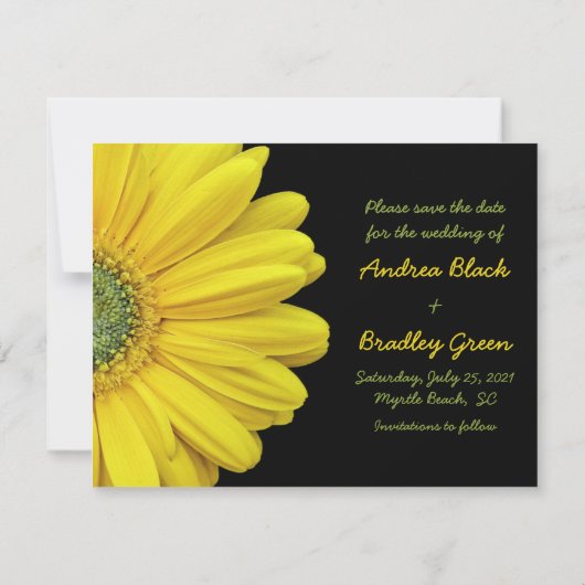 Yellow Gerbera Daisy Photo Wedding Save Date Save The Date (Achterkant)
