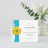 Yellow Gerbera Daisy Polka Dot Reply Kaart (Staand voorkant)