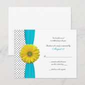 Yellow Gerbera Daisy Polka Dot Reply Kaart (Voorkant / Achterkant)
